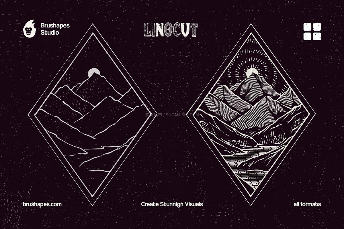 12支木刻刻刀纹理笔刷(Procreate/CSP/Affinity)